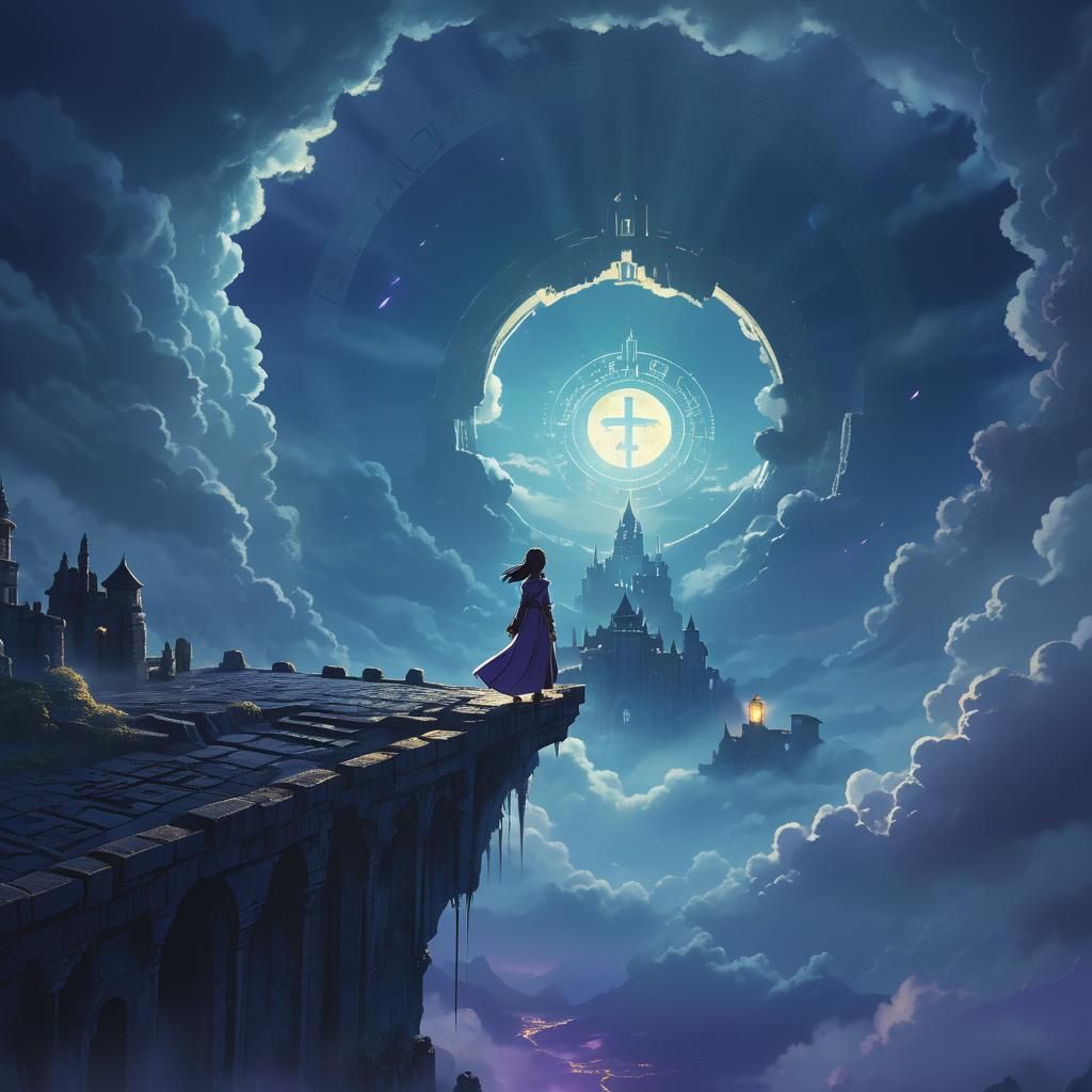 Sheeta on Laputa: Ghibli-Style Anime Dark Fantasy