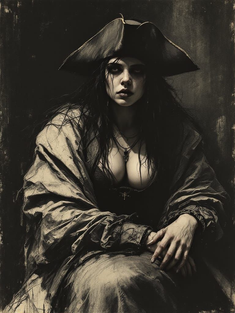 Pirate Woman Portrait with German Expressionist Rawness