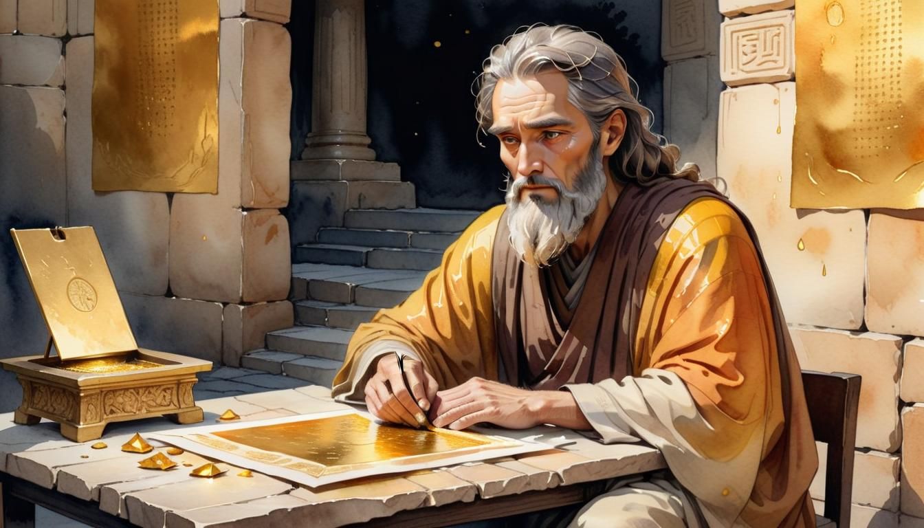 Prophet Engraving Gold Sheets in Watercolor Wash