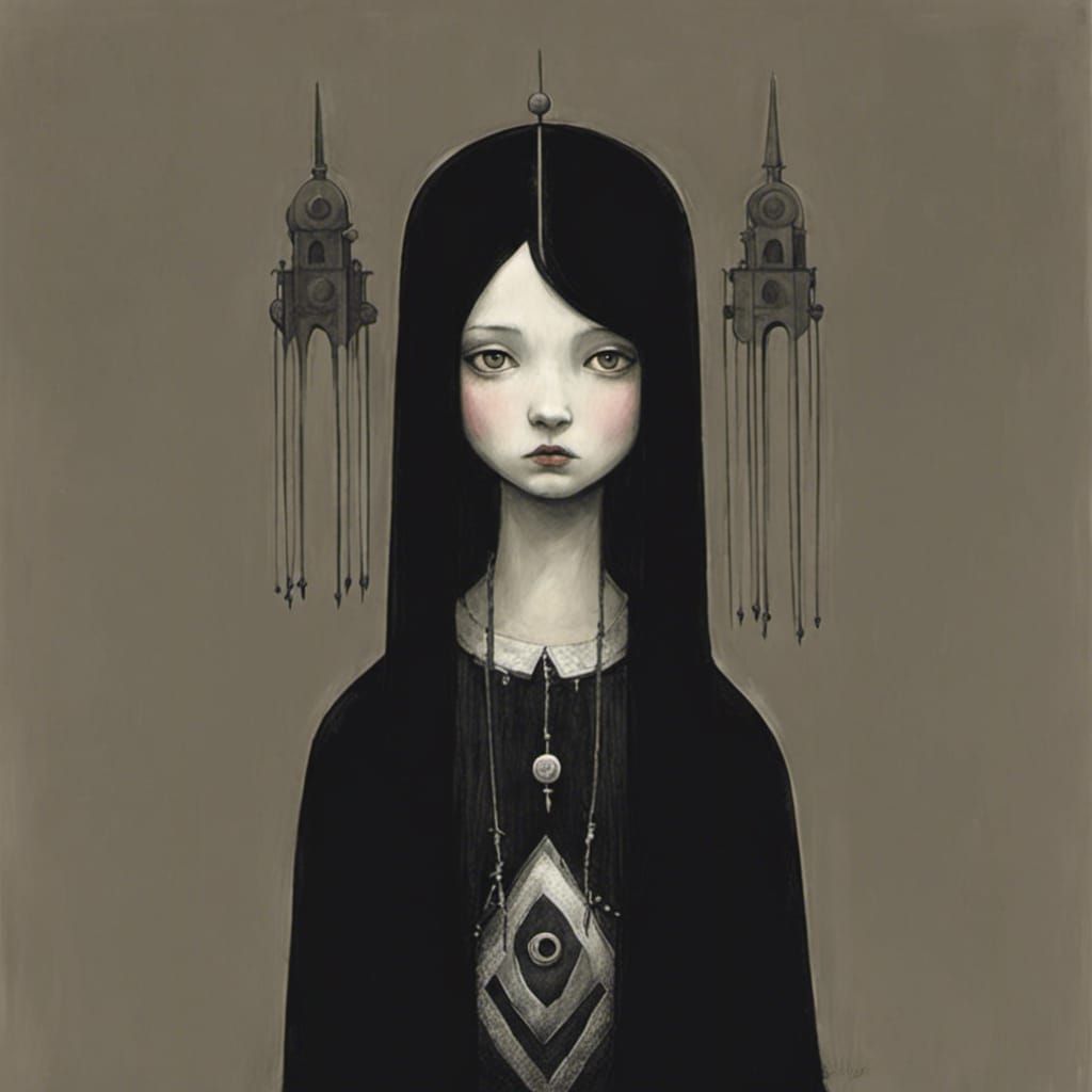 Moody Goth Punk Girl Illustration