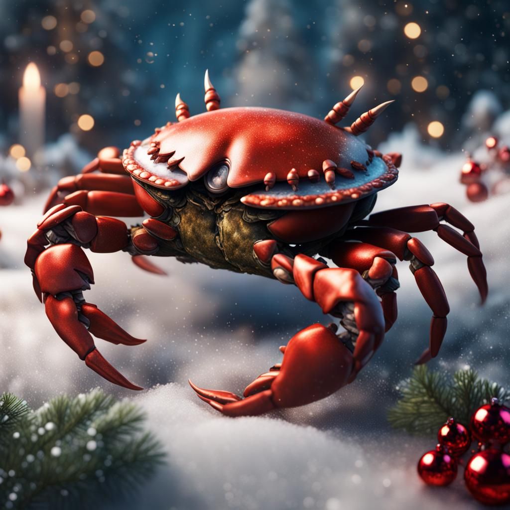 Fantastical Christmas Crab in Detailed Matte Painting
