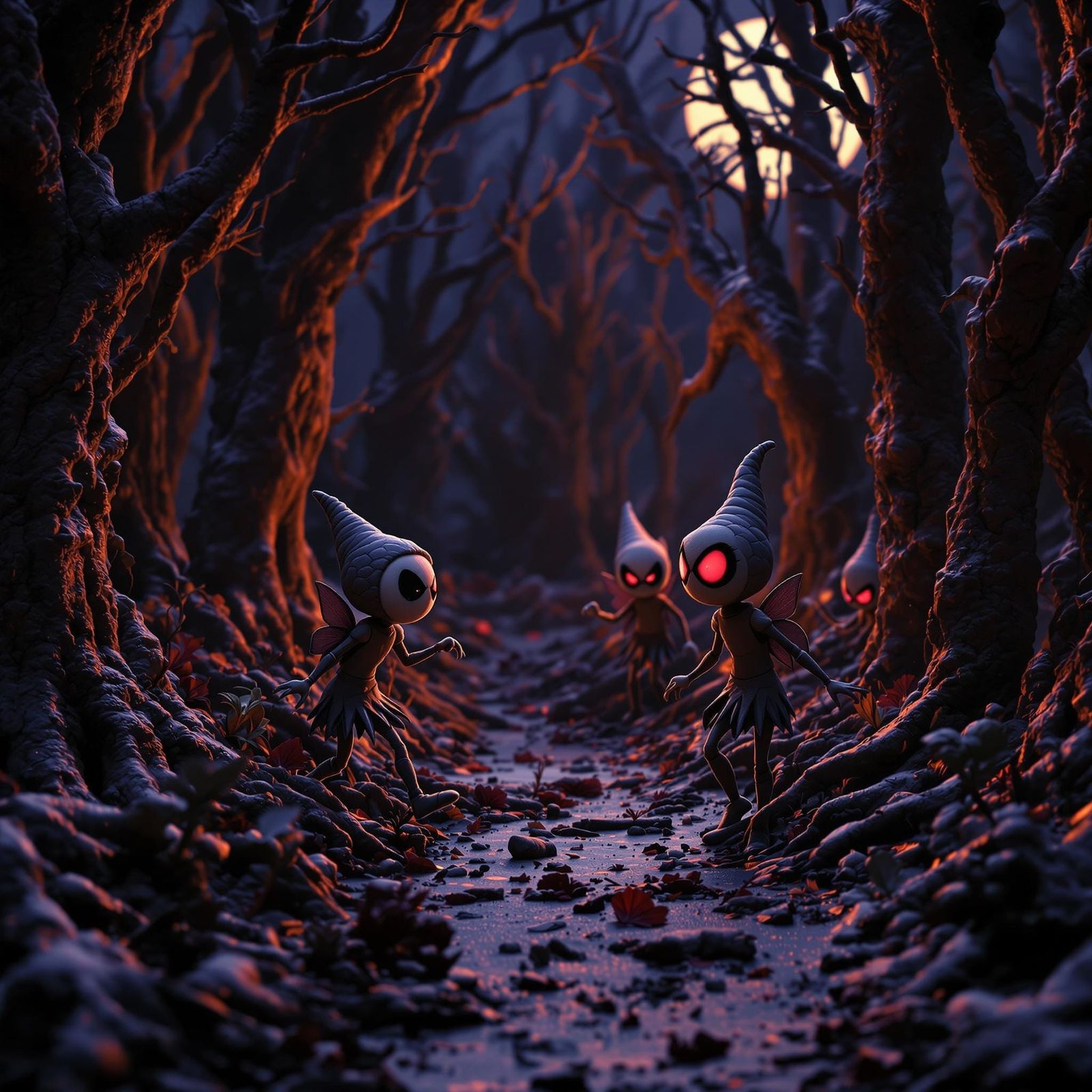 Macabre Pixar Style Pixies in Play Dough Forest