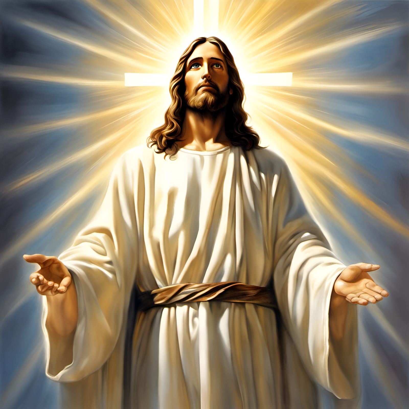 Radiant Jesus Christ with Translucent Cross