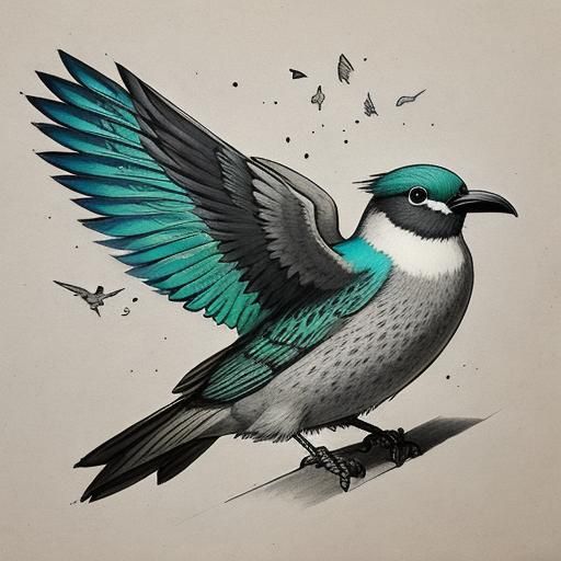 Birds with Pear Wings in Concrete Art Style