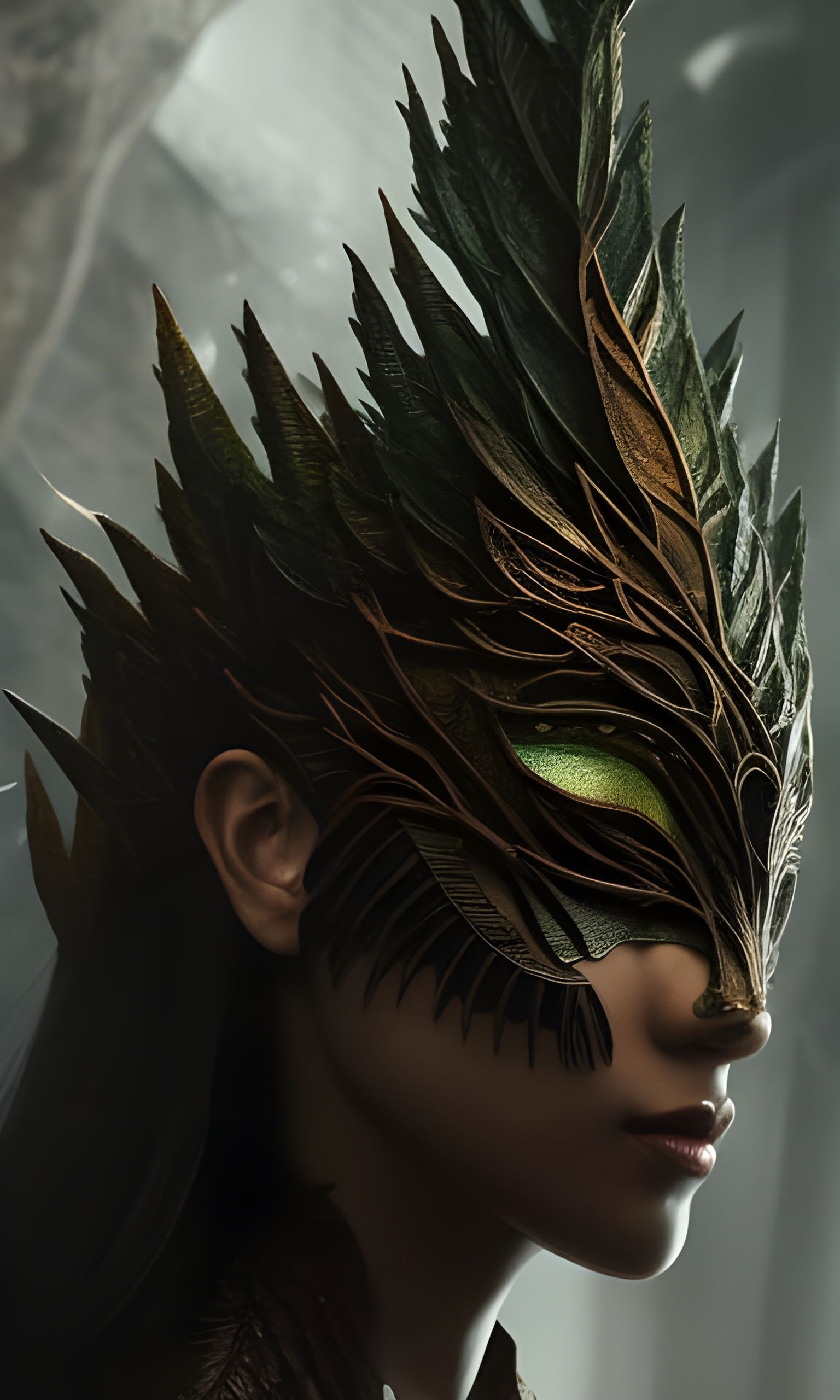 Tree Bark Mask in Dark Fantasy Style