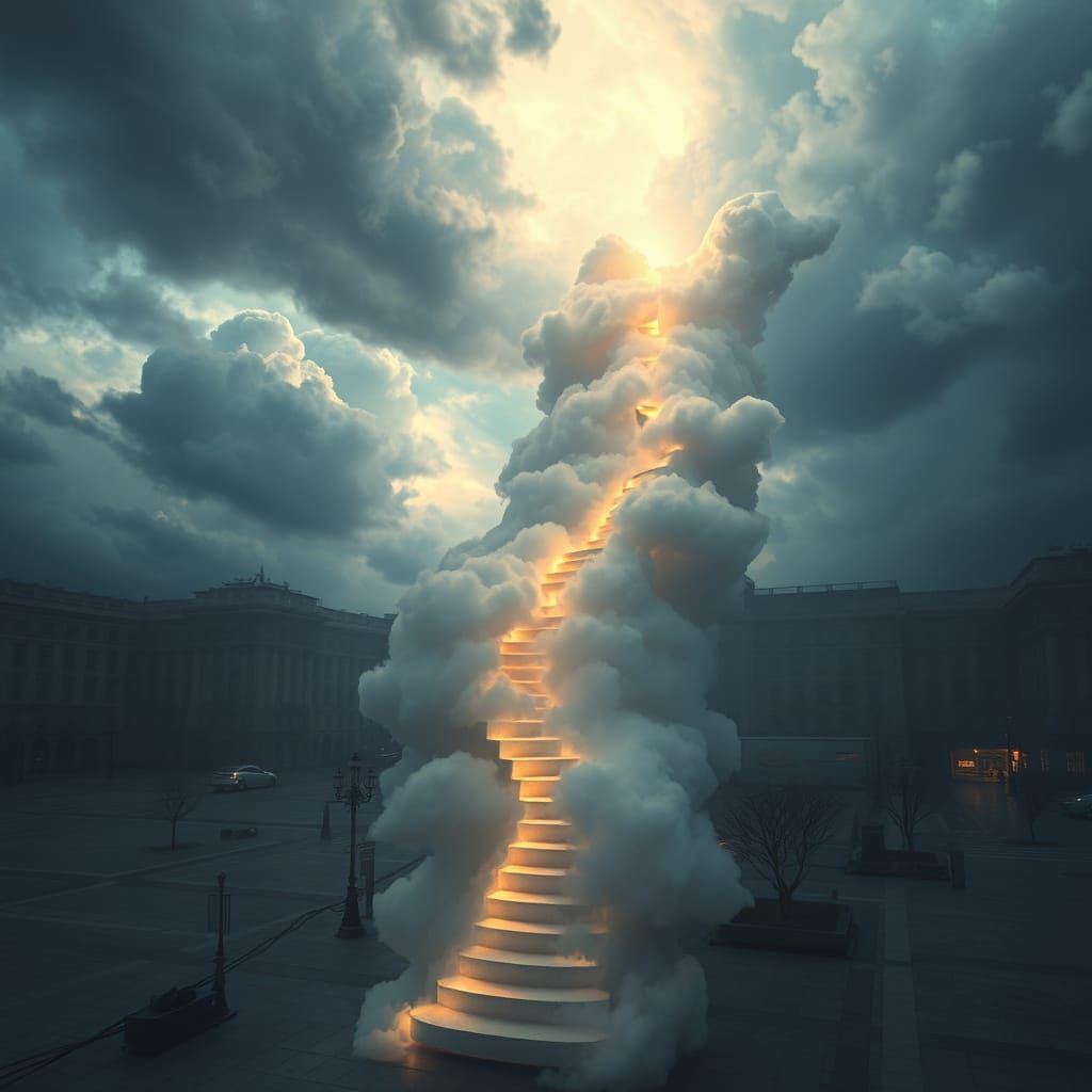 Ethereal Cloud Stairway to Stormy Skies