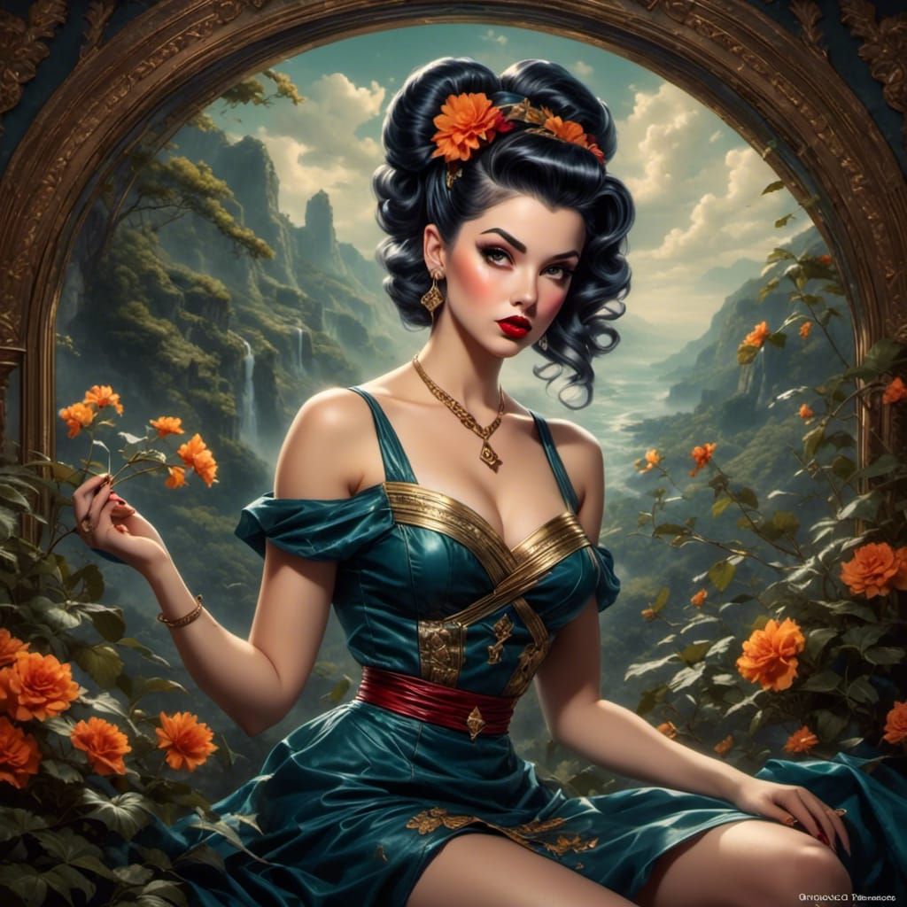 Retro Rockabilly Pin-Up in Greek Toga