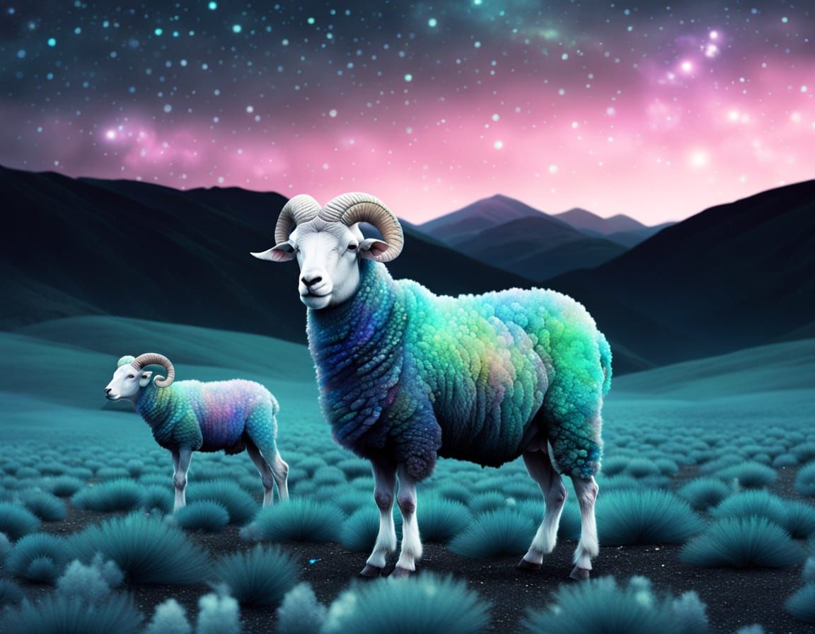 Magical Ram Sheep in Surreal Fantasy Landscape