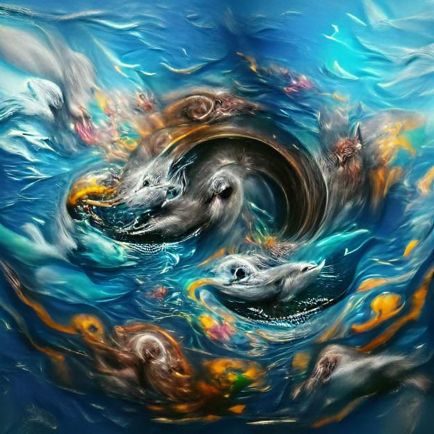 Dolphins in Maelstrom: Detailed Painting on ArtStation