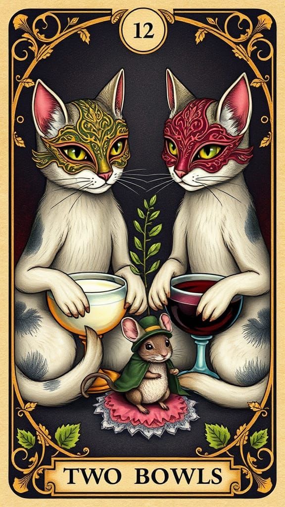 Whimsical Tarot Card Illustration in Venetian Style
