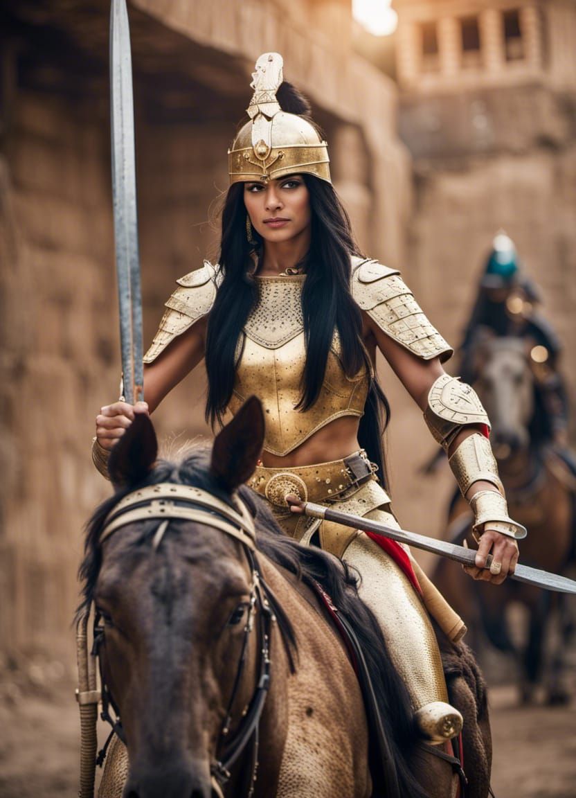 Indian Princess in Gold Armor on Chariot