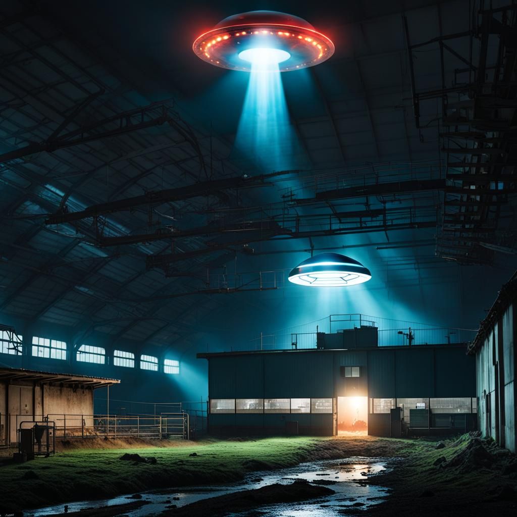 Eerie UFO Hovering Over Abandoned Slaughterhouse