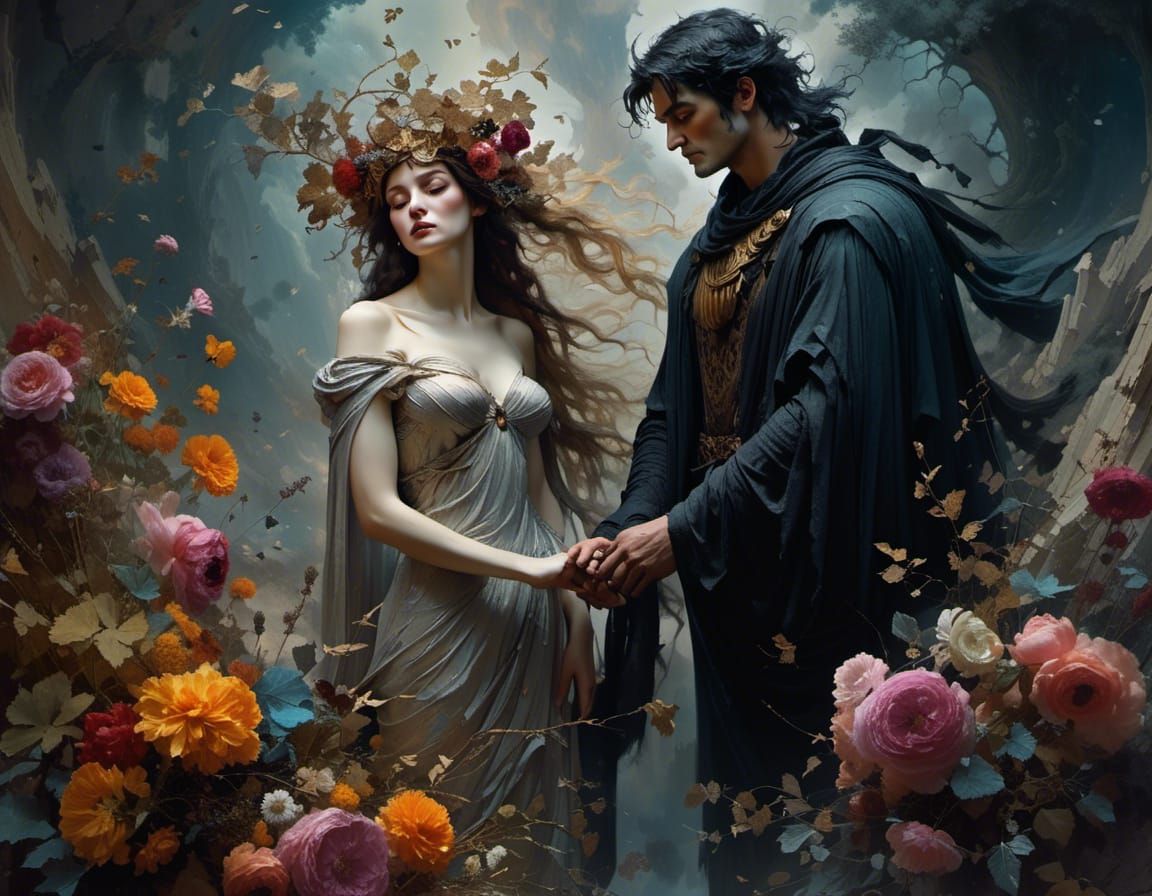 Ethereal Hades and Persephone Portrait in Digital Painting
