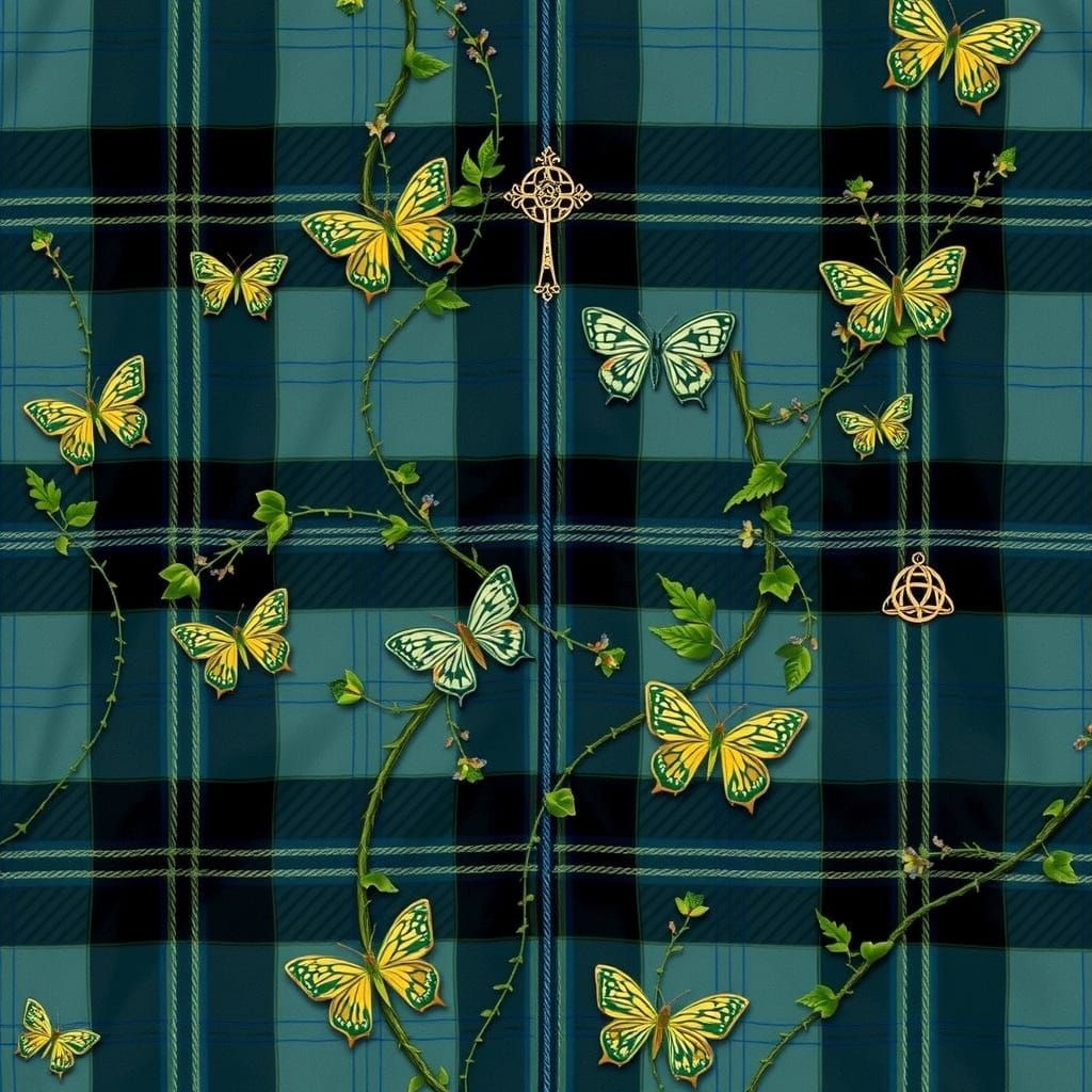 Serene Celtic Floral Plaid Goddess in English Ivy Sanctuary