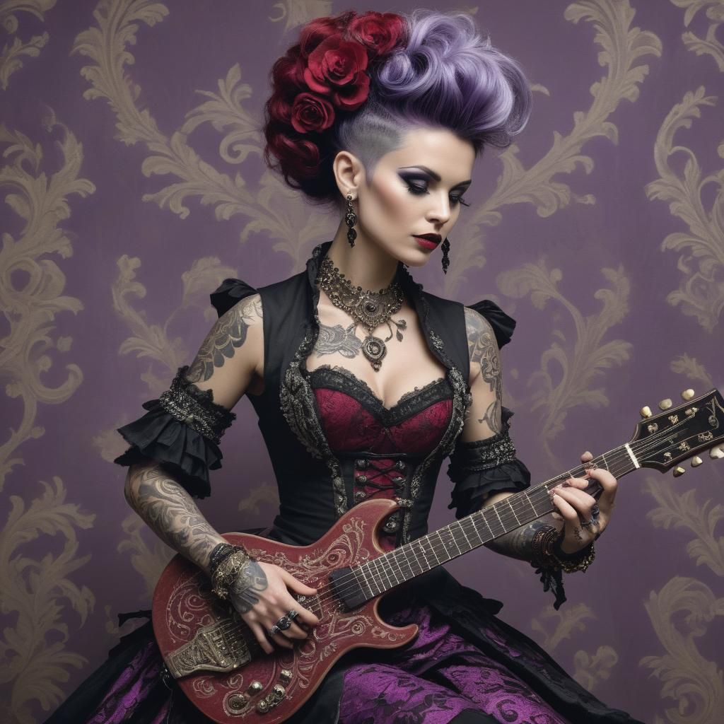 Baroque electric guitar player