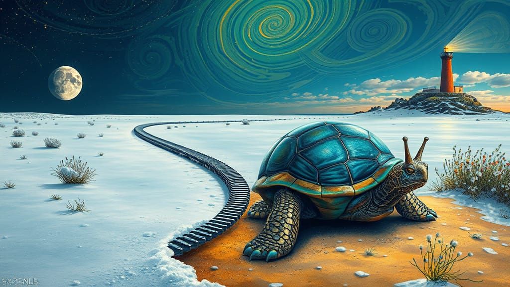 Surrealistic Fantasy Realism Scene with Metallic Zipper and....