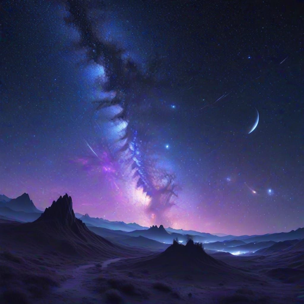 Cosmic Milky Way Illustration in Mixed Media Style