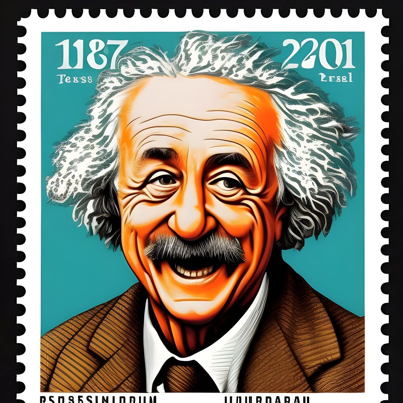 Einstein Commemorative Stamp in Pop Art Style