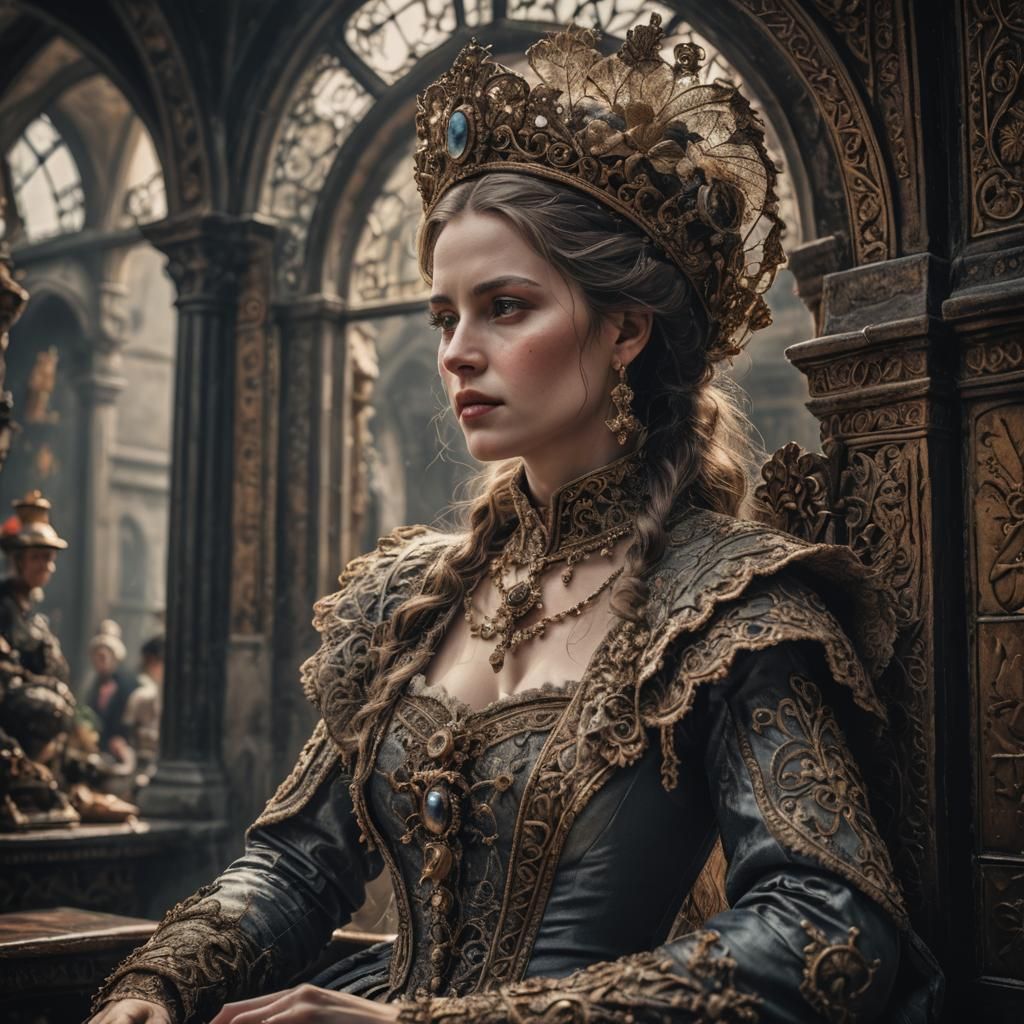 Hyperrealistic Lady Beguine in Atmospheric Lighting