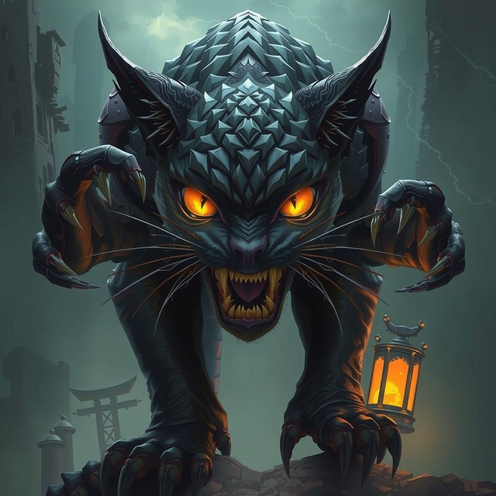Majestic Dark Fantasy Cat
