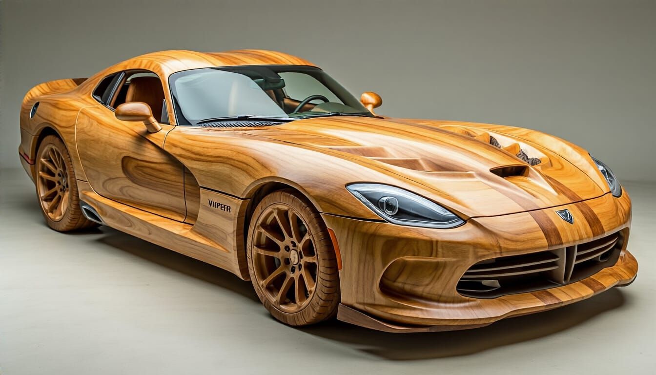 Wooden Dodge Viper Carving