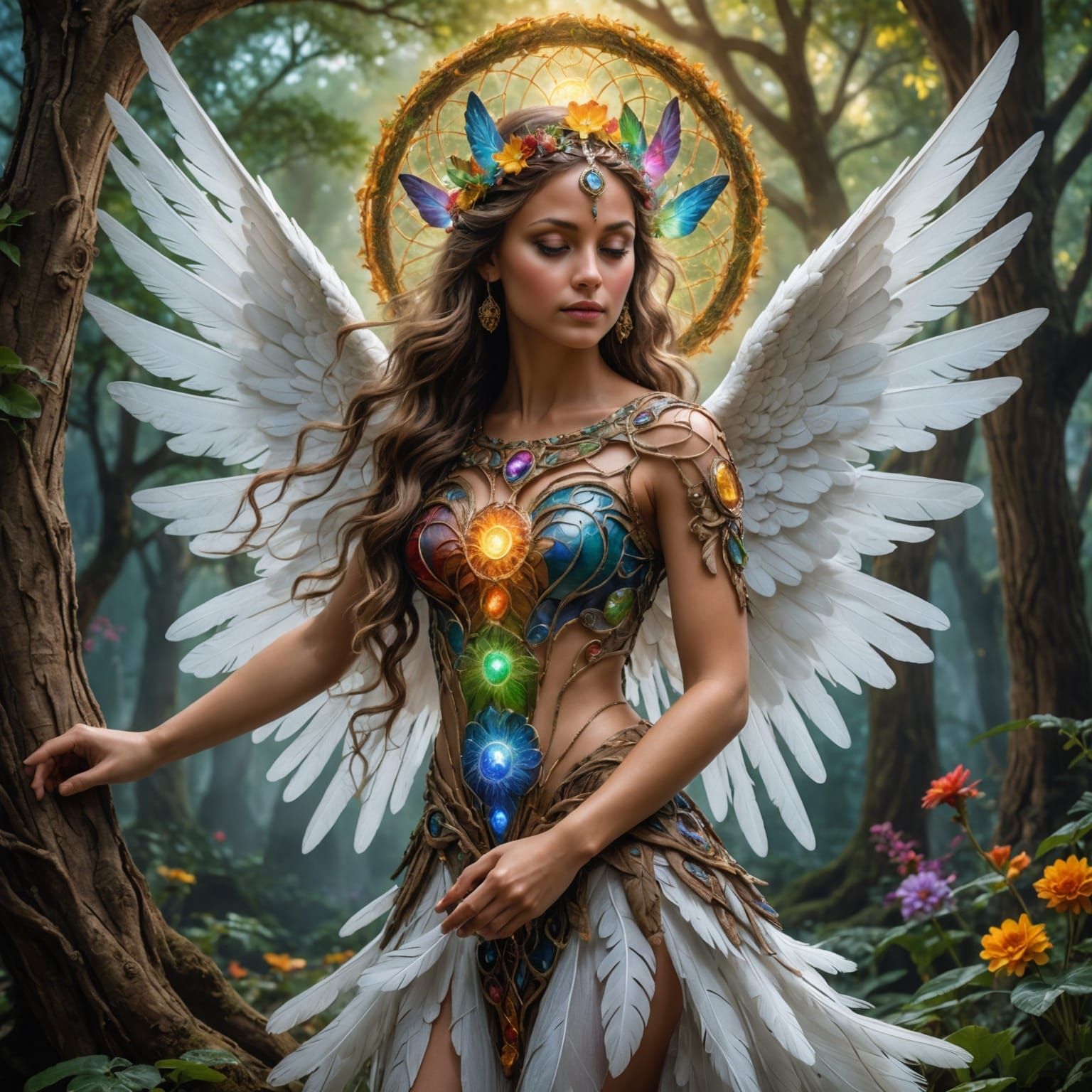 Fairy with Tree of Life and Angel