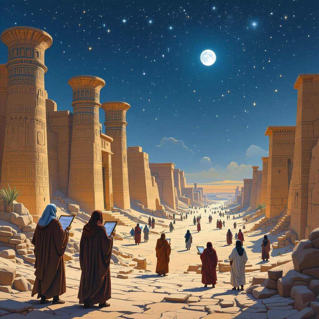 Babylon: Scholars Observing the Night Sky in Mead Style