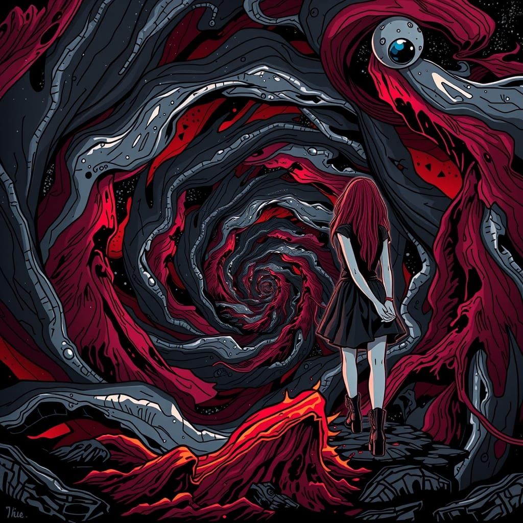 Goth Girls in Turbulent Dreamscape