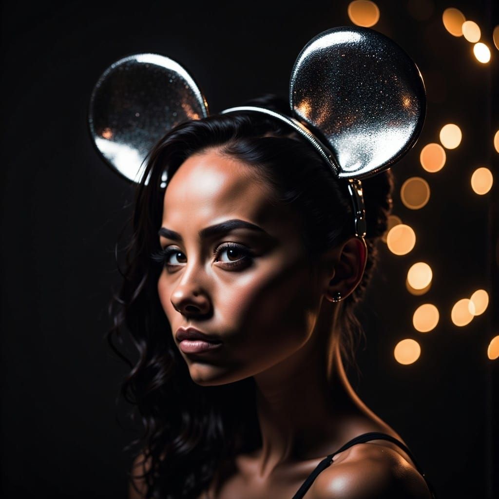 Metal Mouse Ears: Dramatic Chiaroscuro Portrait