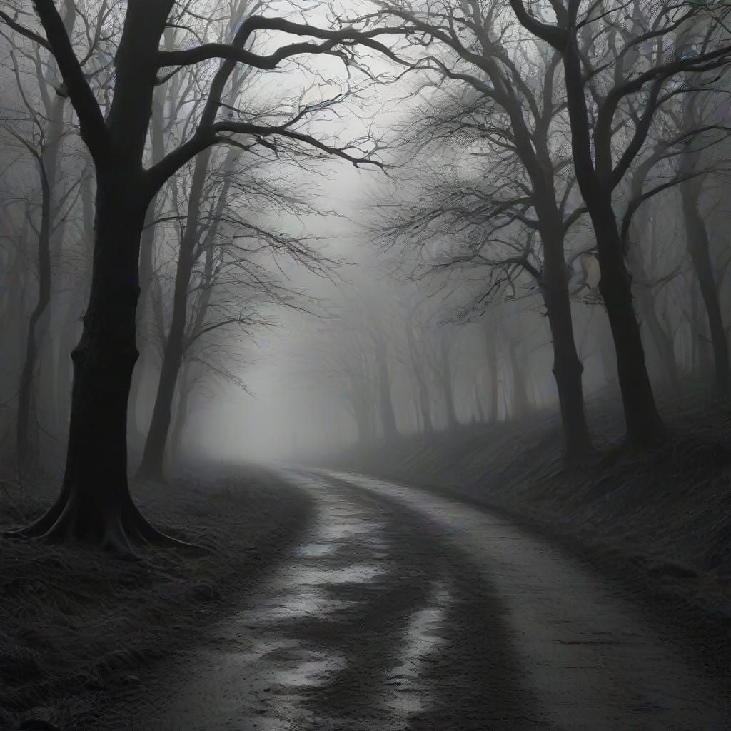 Eerie Grayscale Landscape with Dramatic Lighting