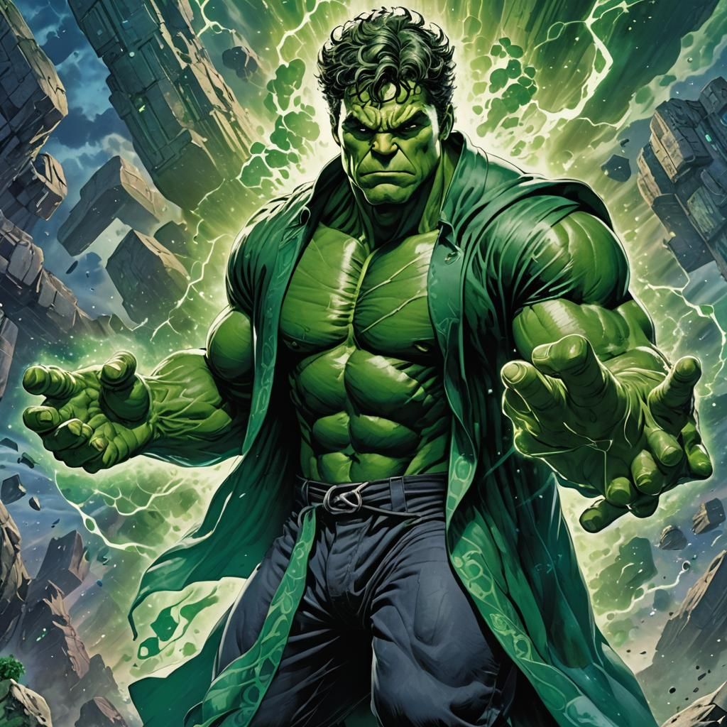 Bruce Banner as Sorcerer Supreme in Lovecraftian Landscape
