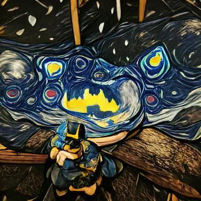 Batman in Starry Night Style