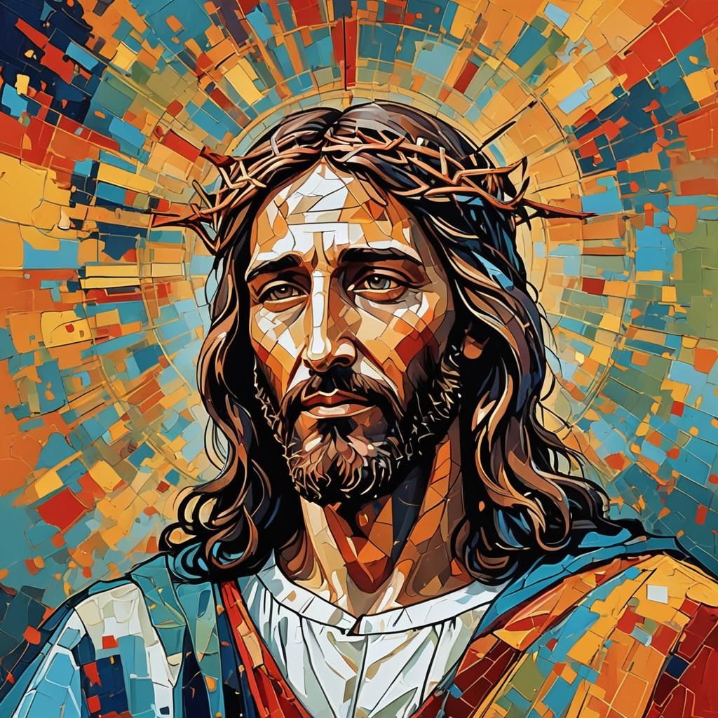 Abstract Art: A Happy Jesus Christ Portrait