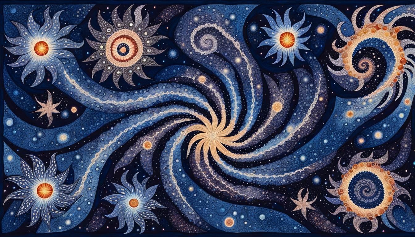 Aboriginal Batik: Five Diverse Stars in Maelstrom