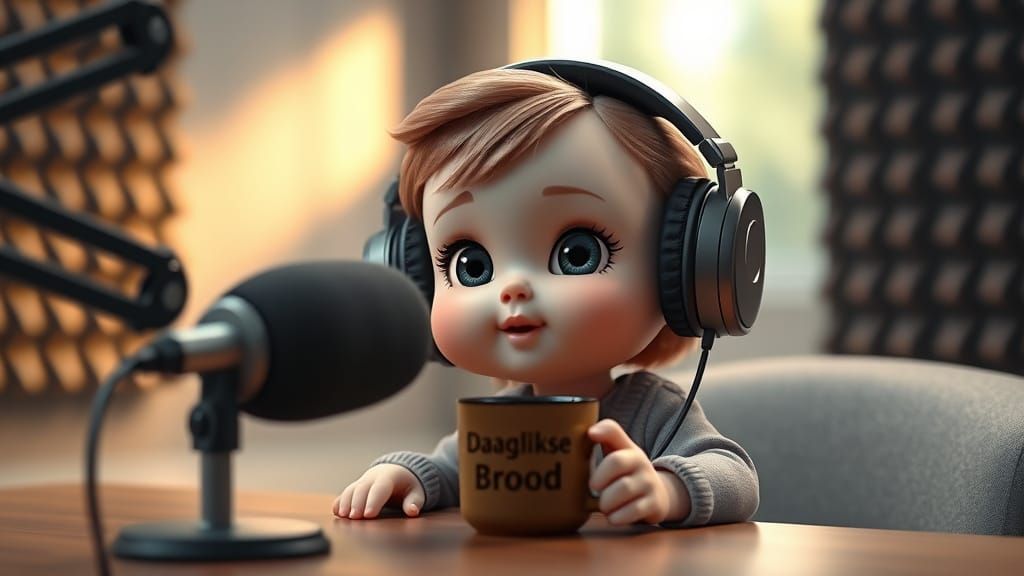 Hyper-Realistic Baby Doll Podcast in Digital Art Style