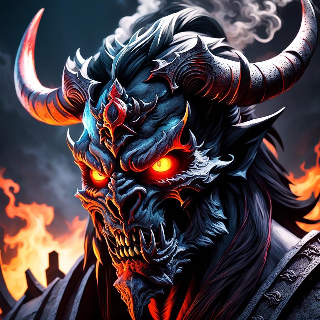 Ancient Demon Portrait in Dark Fantasy Style