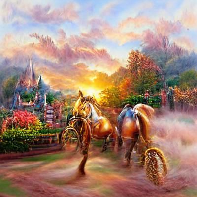 Golden Sunset Horse Ride: An Ethereal Fantasy