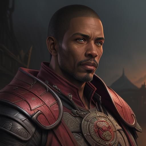 Redguard Male Portrait in Comic Book Style