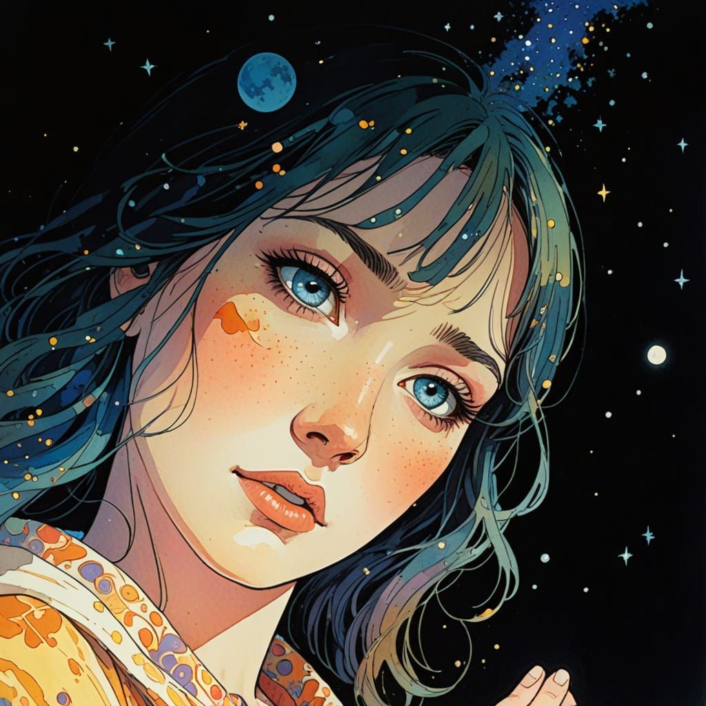 Enchanted Forest Scene with Fairies and Starlight