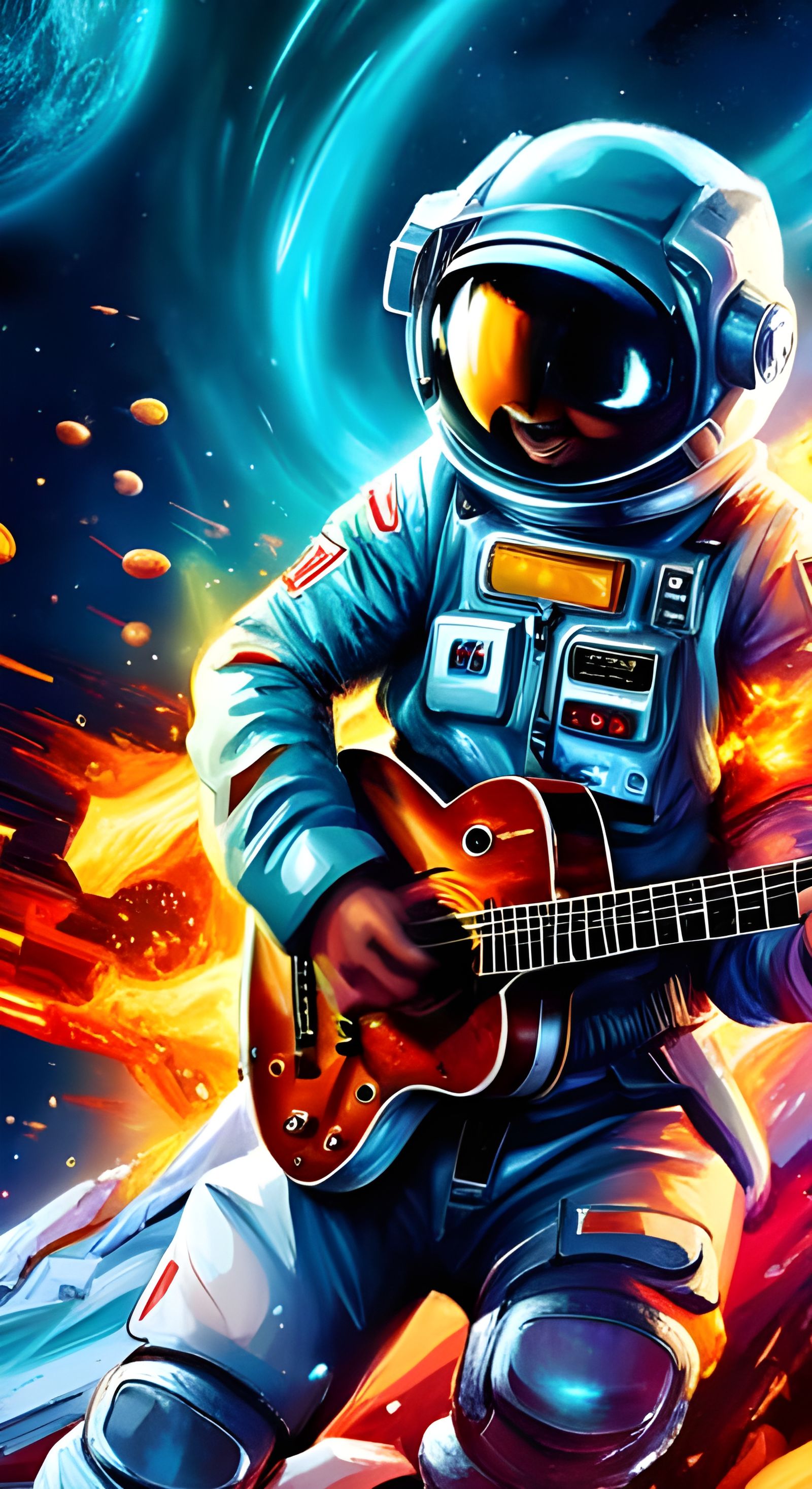 Astronaut playing guitar