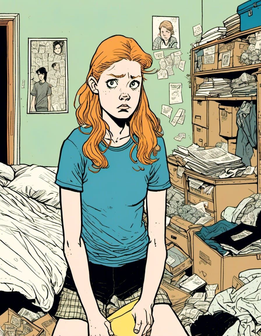 Teenage Girl's College Prep in Comic Book Style