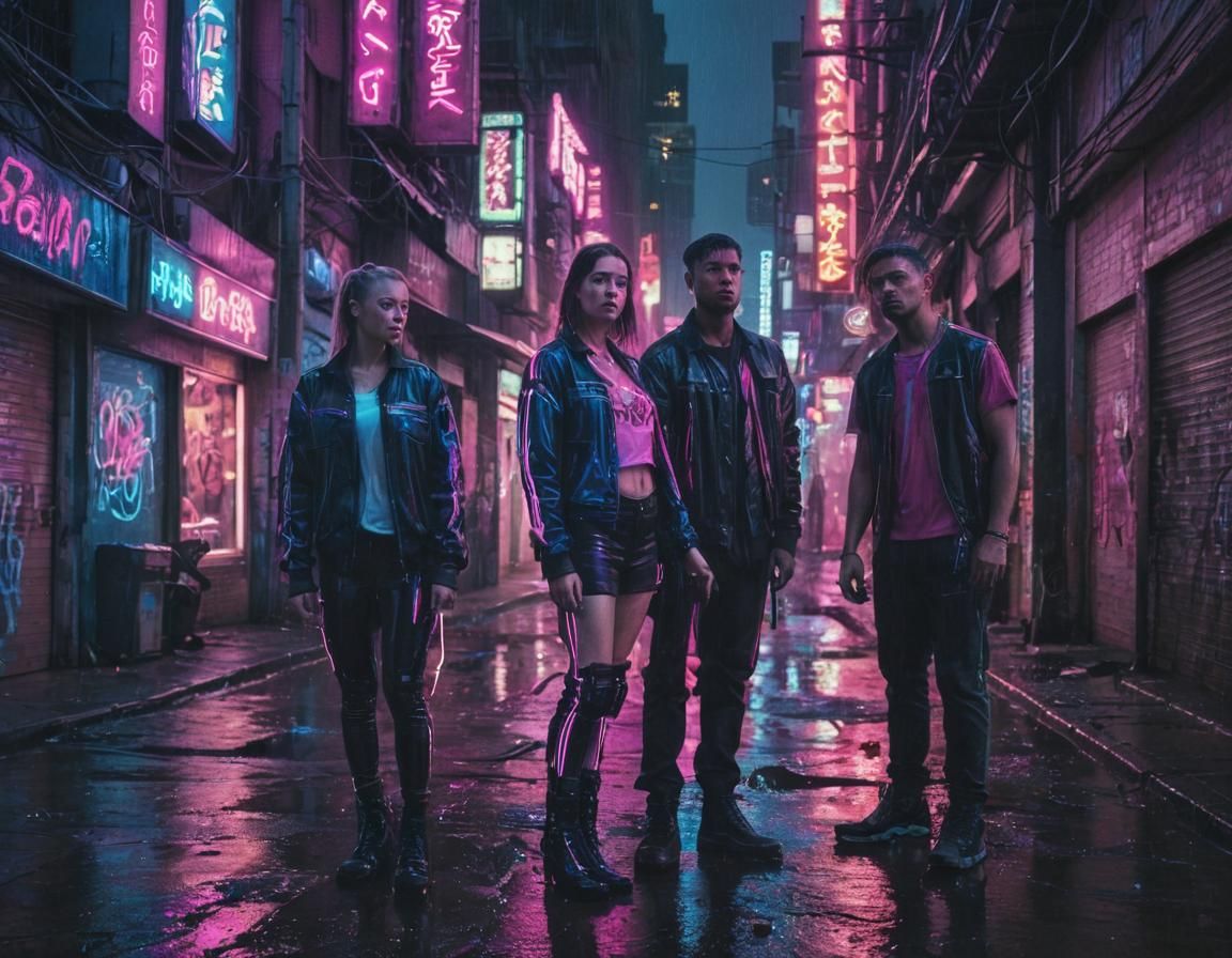 Neon Cyberpunk Cityscape with Electric Accents