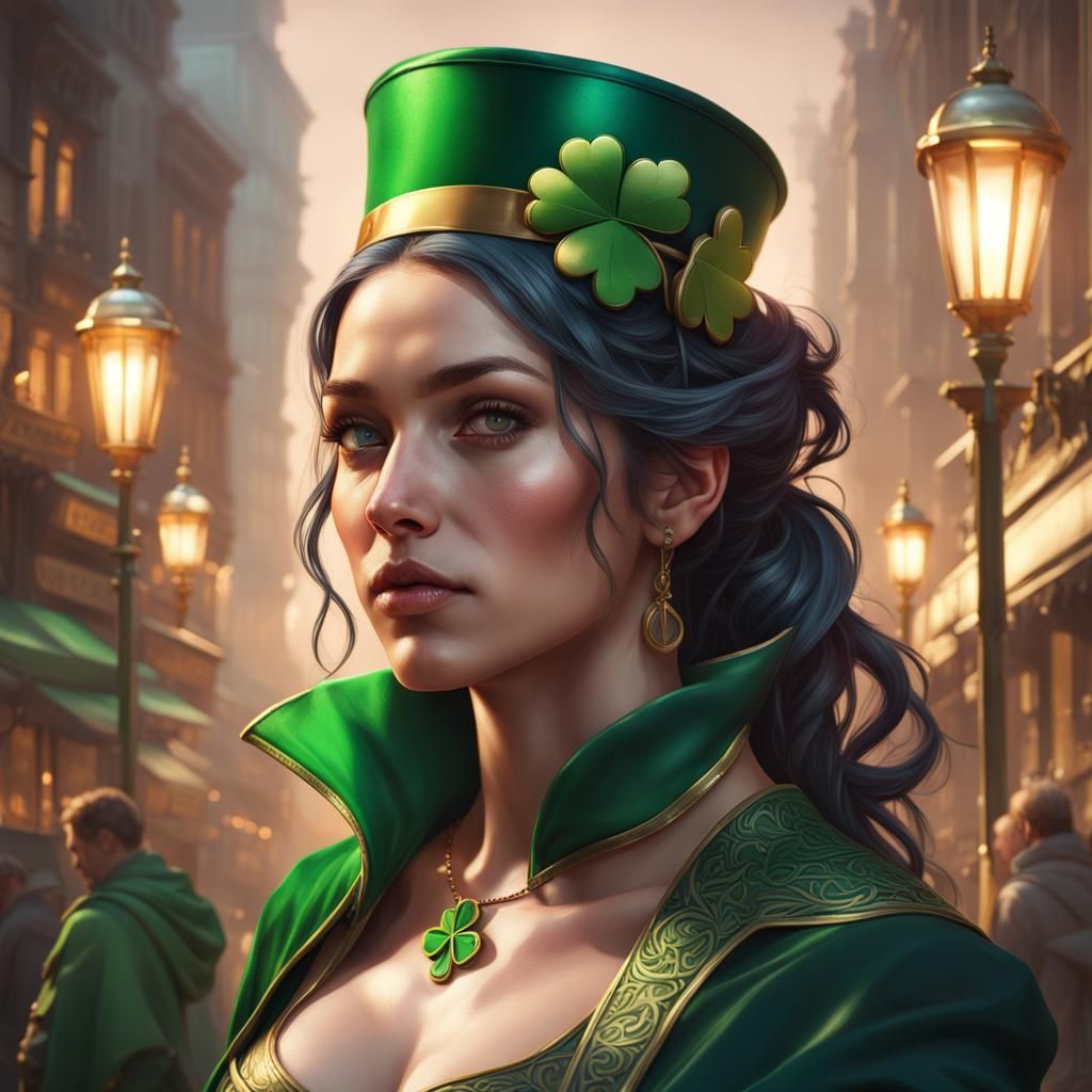 St. Patrick's Day Portrait in Art Nouveau Style