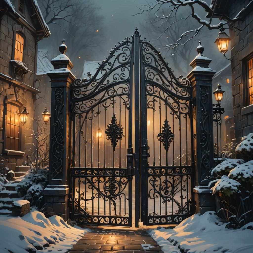Vintage House Entrance on a Winter's Night