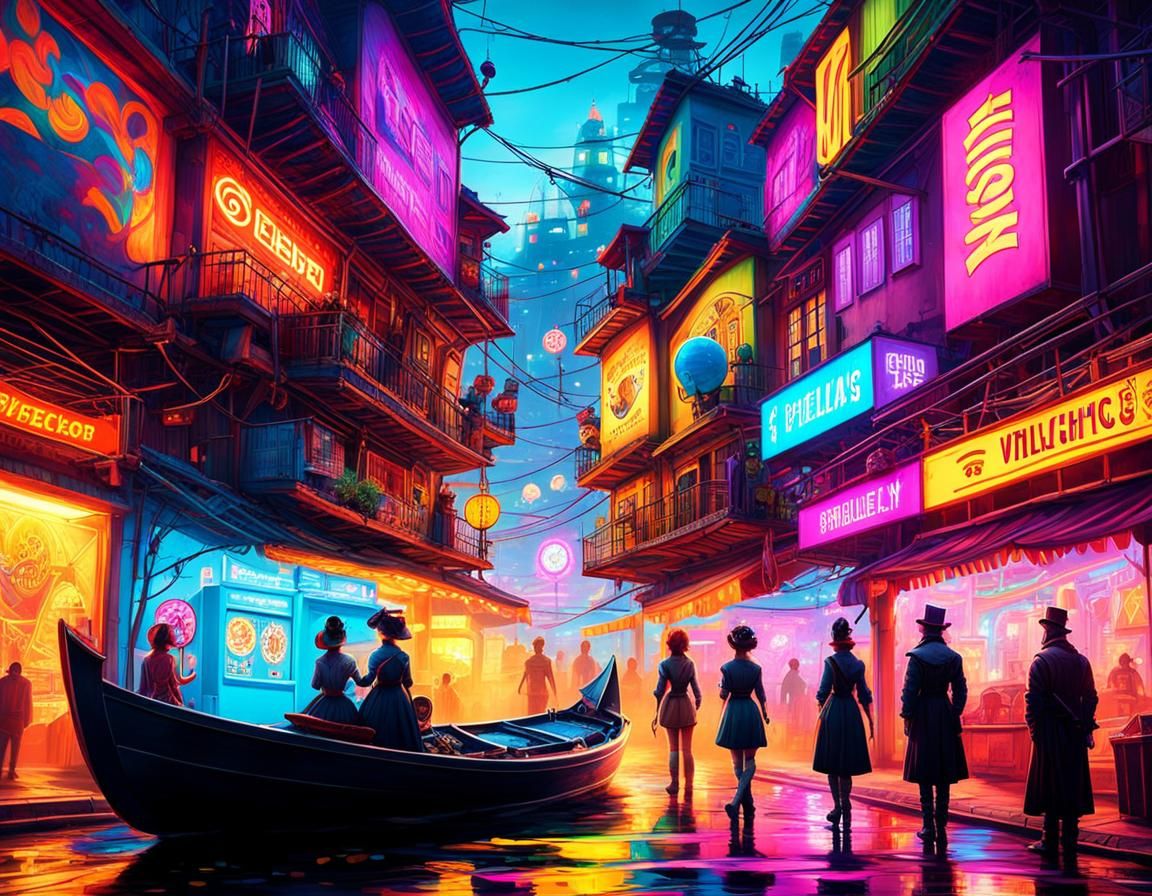 UV River Candyland with Steampunk Girls as Film Noir