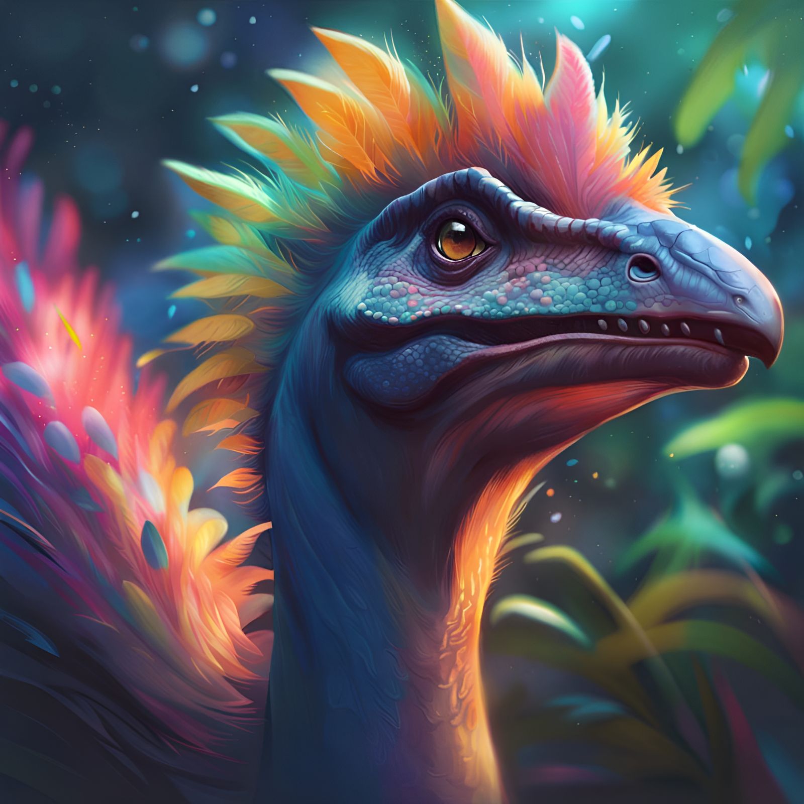 Friendly Therizinosaurus Dinosaur in Colorful Photorealistic...