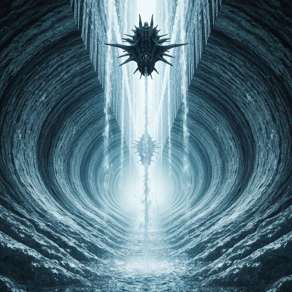 Futuristic Gas Giant Planet with Crystal Cascades