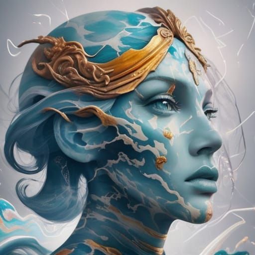 Surreal Marble Statues in a Vibrant Studio