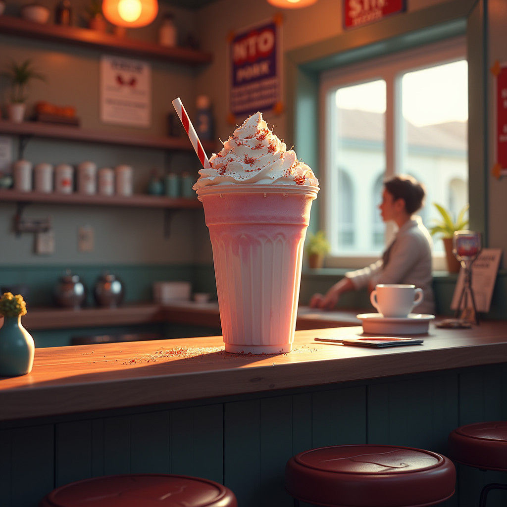 Milkshake at Order Window: Detailed Matte Painting