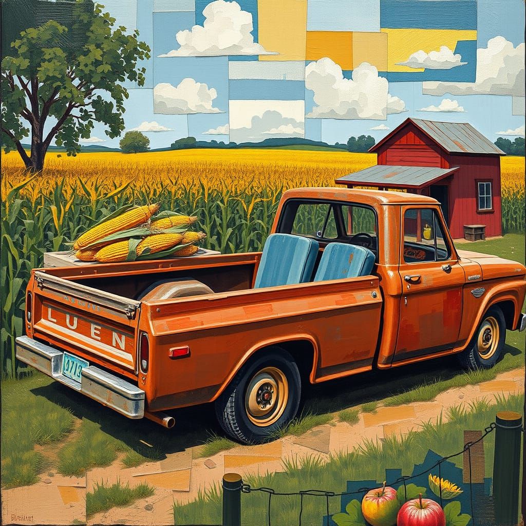 Cubist Pickup Truck at Cornfield's Edge